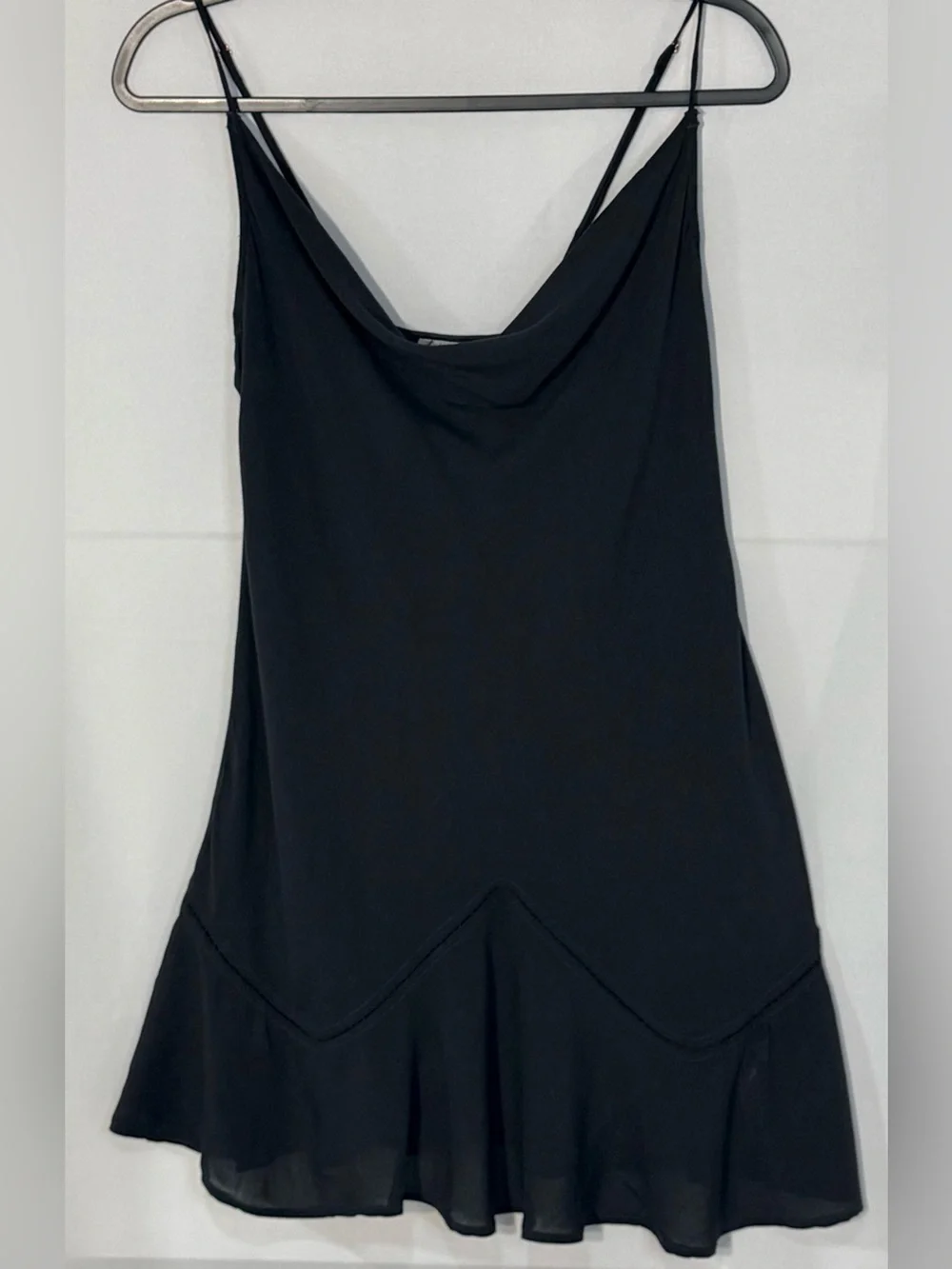 Itimately Free People Black Cowl Neck Slip Dress Ruffle Hem Size S - Picture 2 of 10